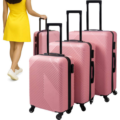 TRIZAND 00026663 3-in-1 Suitcase Set, Pink