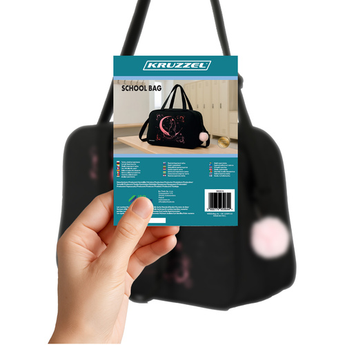 Kruzzel 26516 skolas / sporta soma, 13L, melna / rozā