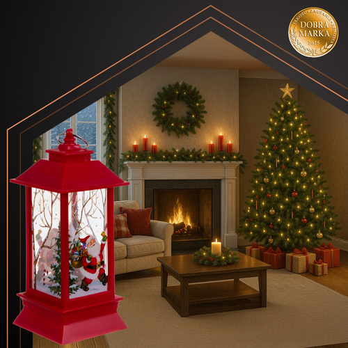 Christmas LED Lantern with Flameless Candle Ruhhy 26752, Red (2)