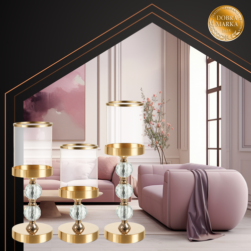 Ruhhy 00026487 Gold Candle Holder Set (3 pcs)