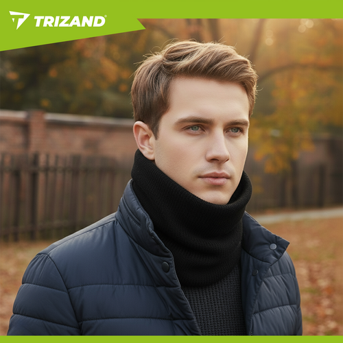 Теплый мужской снуд Trizand 26702, зимний шарф-хомут, черный