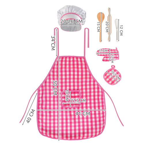 Kids Chef Set with Apron and Hat for Cooking and Baking 26646, Pink (0)