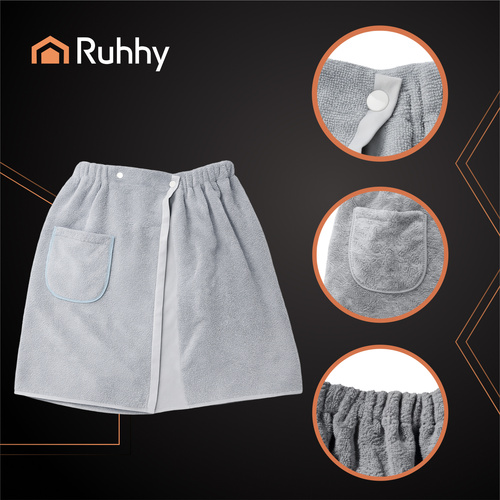 Ruhhy Men's Sauna Kilt with Pocket 26903, Quick-Drying, Grey (1)
