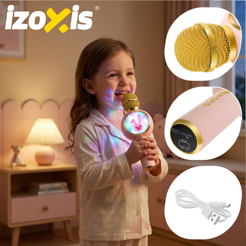 Izoxis 27048 Children's Wireless Karaoke Microphone with Bluetooth and Speaker, Pink (3)