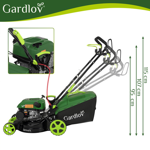 Self-Propelled Petrol Lawnmower Gardlov DriveX 149cc 40.6cm, black green (2)