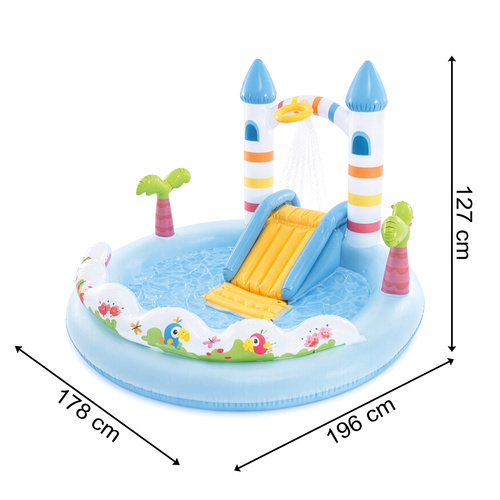 Intex Unicorn Castle Water Play Center with Slide 196x178x127cm 56148NP