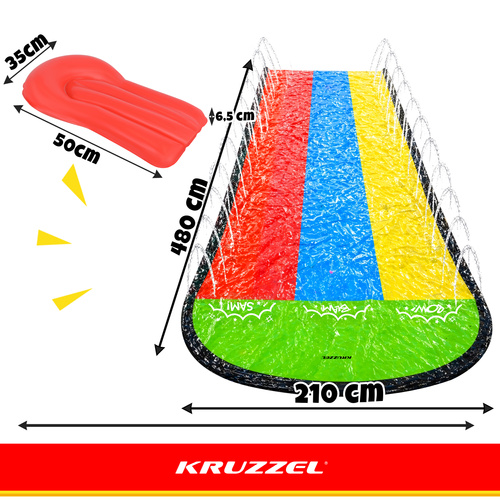 Kruzzel Triple Water Slide with Fountain 480 cm 3 Boards, multicolor