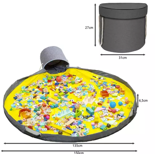 Kruzzel Basket for Toys with a Built-in Rug 135 cm, Gray