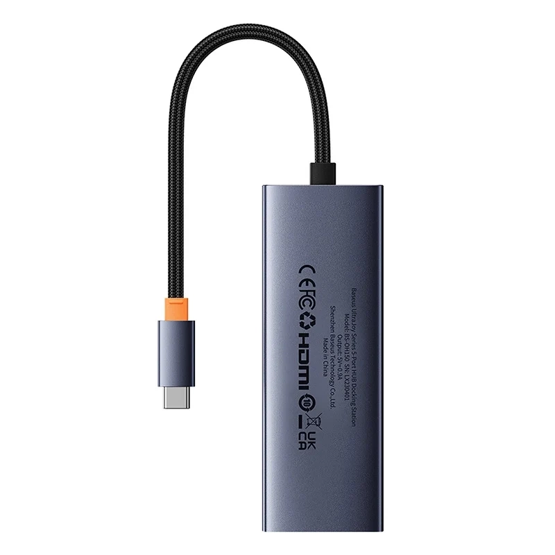 Baseus UltraJoy 5-Port USB-C Hub (HDMI, 3xUSB 3.0, PD), Grey