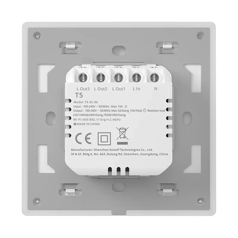 Умный сенсорный Wi-Fi выключатель Sonoff TX T5 2C, 2-канальный, белый