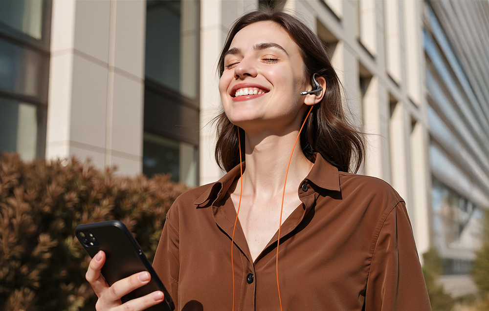 Wired Open-Ear Headphones Oneodio OpenRock Link 10 Black (1)