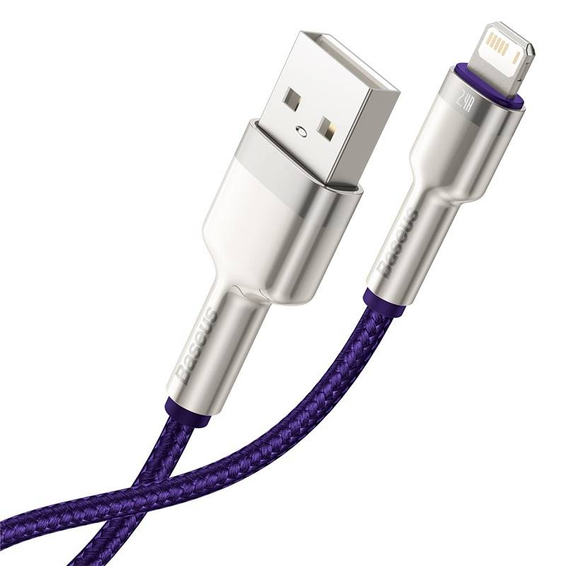 USB to Lightning Cable Baseus Cafule 2.4A 1m Purple