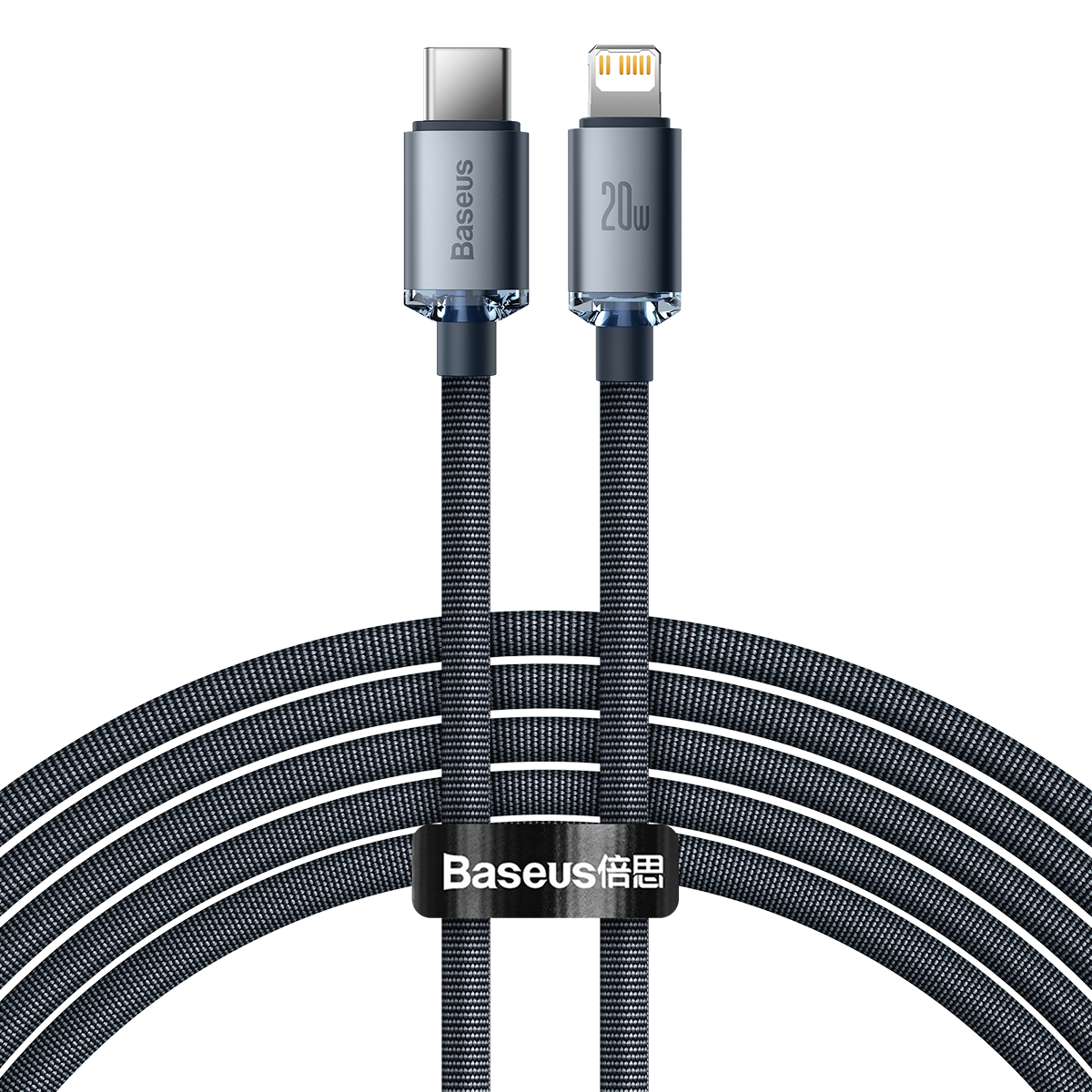USB-C uz Lightning kabelis Baseus Crystal Shine 20W 2m Melns