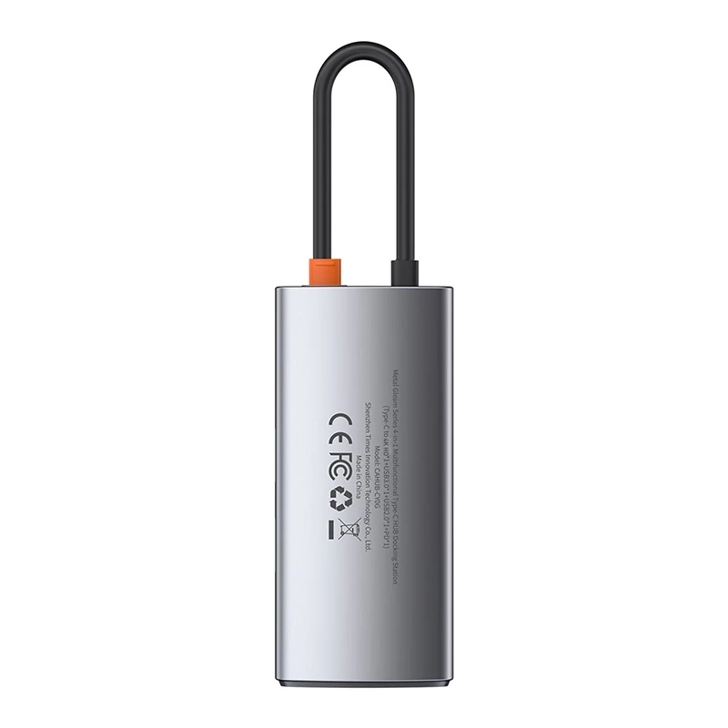 Baseus Metal Gleam 4-in-1 USB-C Hub, HDMI 4K, USB 3.0, PD 100W, Space Grey