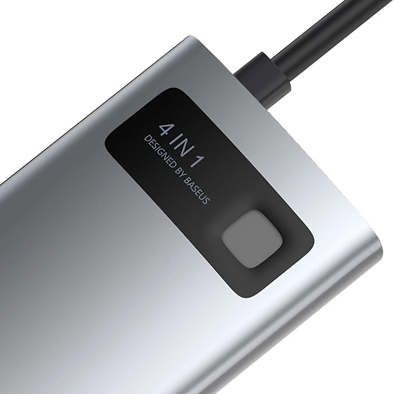 Baseus Metal Gleam 4-in-1 USB-C Hub, HDMI 4K, USB 3.0, PD 100W, Space Grey