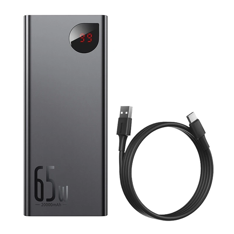 Baseus Adaman Metal Powerbank 20000mAh PD QC 3.0 65W 2xUSB + USB-C + micro USB (Black)