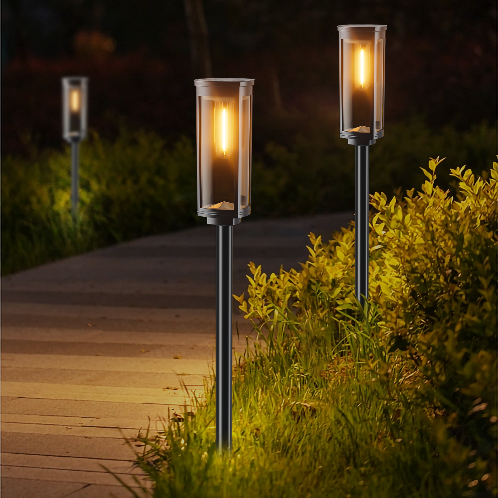 Solar Garden Path Light Forever Light SUNARI FLS-97 Classic Post LED 3000K 500mAh, Black