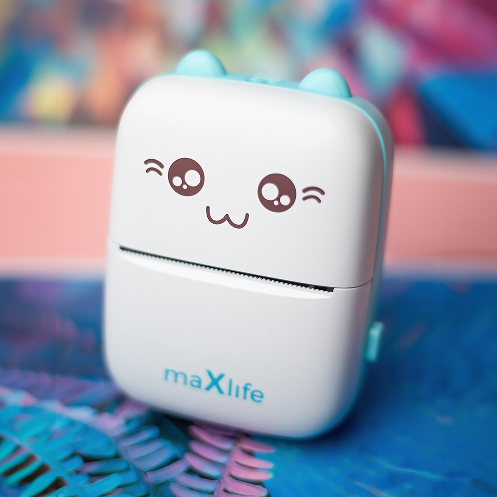 Mini termoprinteris Maxlife BT MXTP-100 pārnēsājams, zils