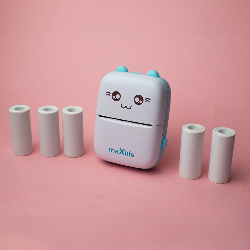 Mini termoprinteris Maxlife BT MXTP-100 pārnēsājams, zils
