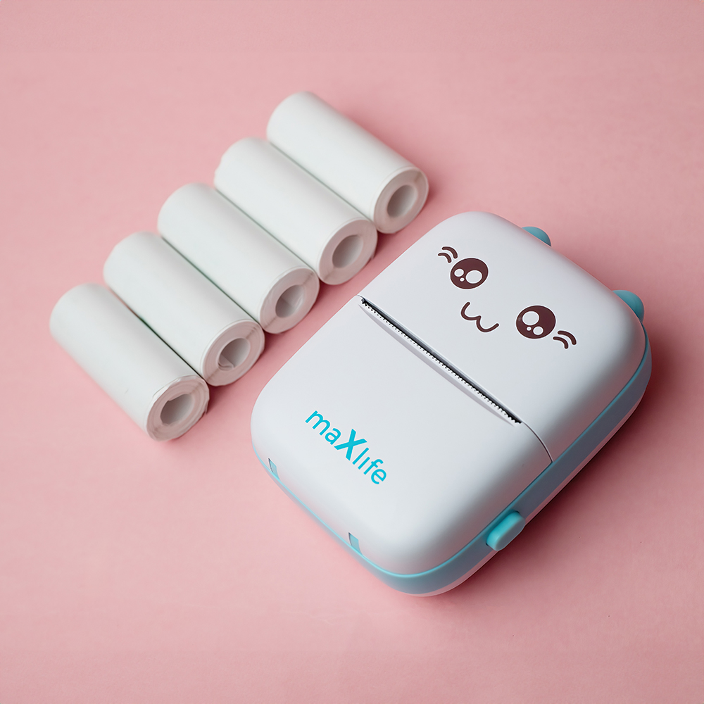 Mini termoprinteris Maxlife BT MXTP-100 pārnēsājams, zils