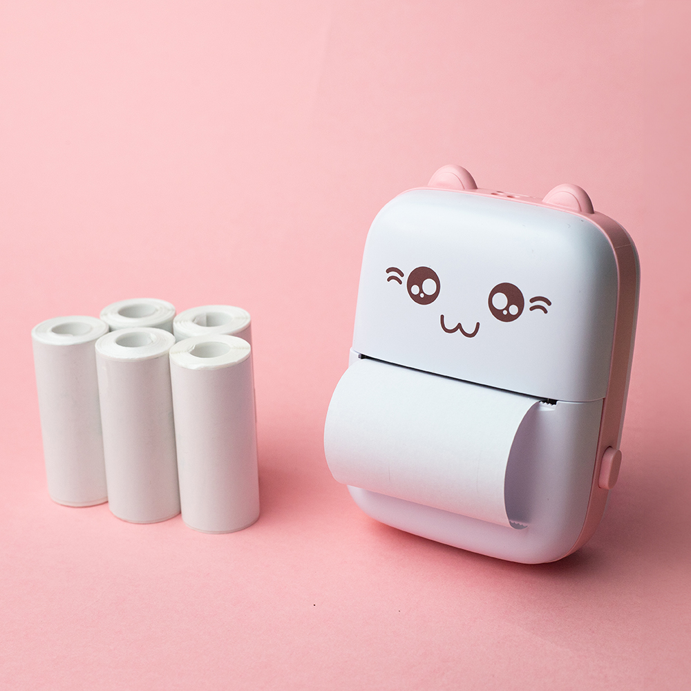 Mini Thermal Sticker Printer Maxlife BT MXTP-100 for Photos & Notes, Pink (2)