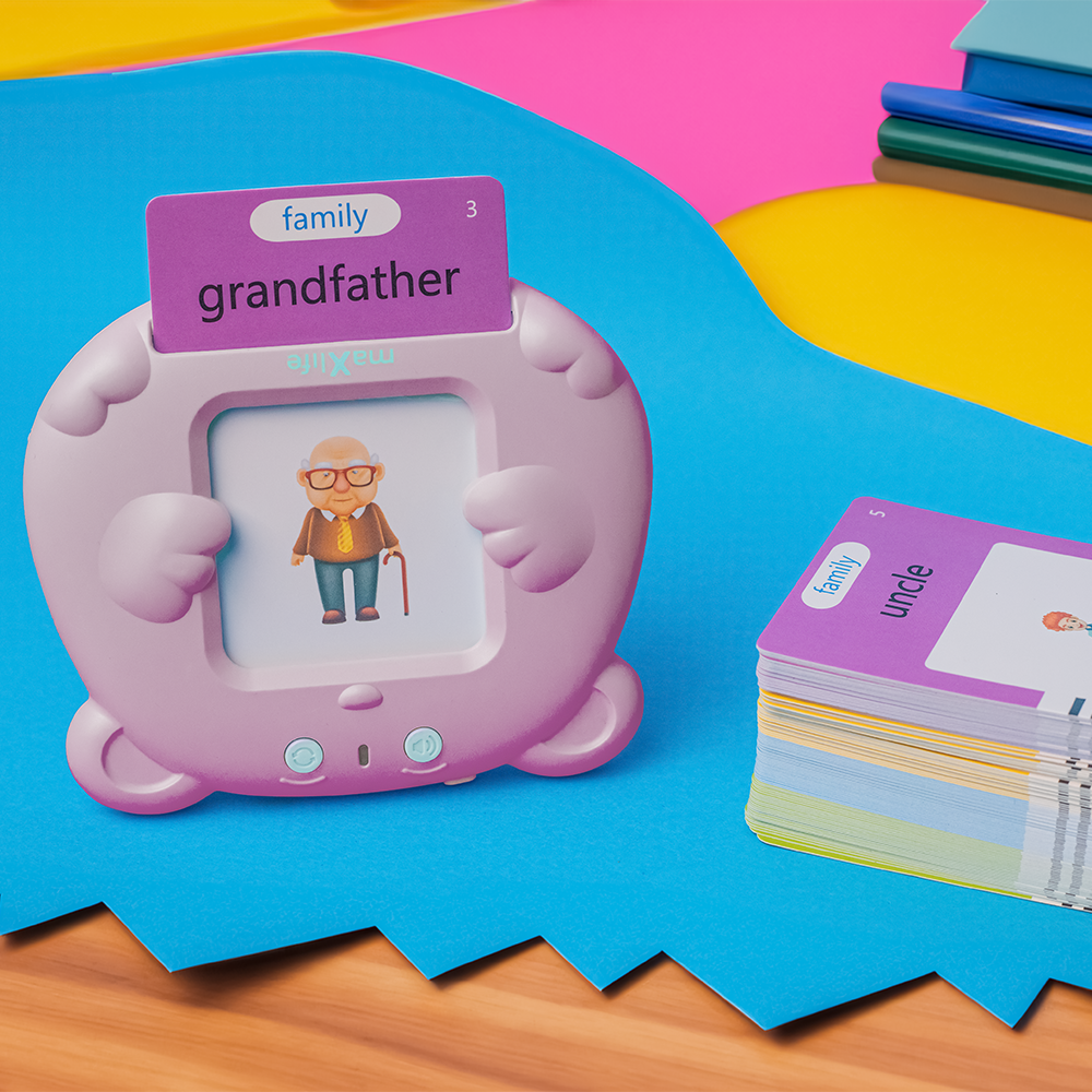 English learning toy for toddlers Maxlife MXLD-100 with 112 flash cards, pink