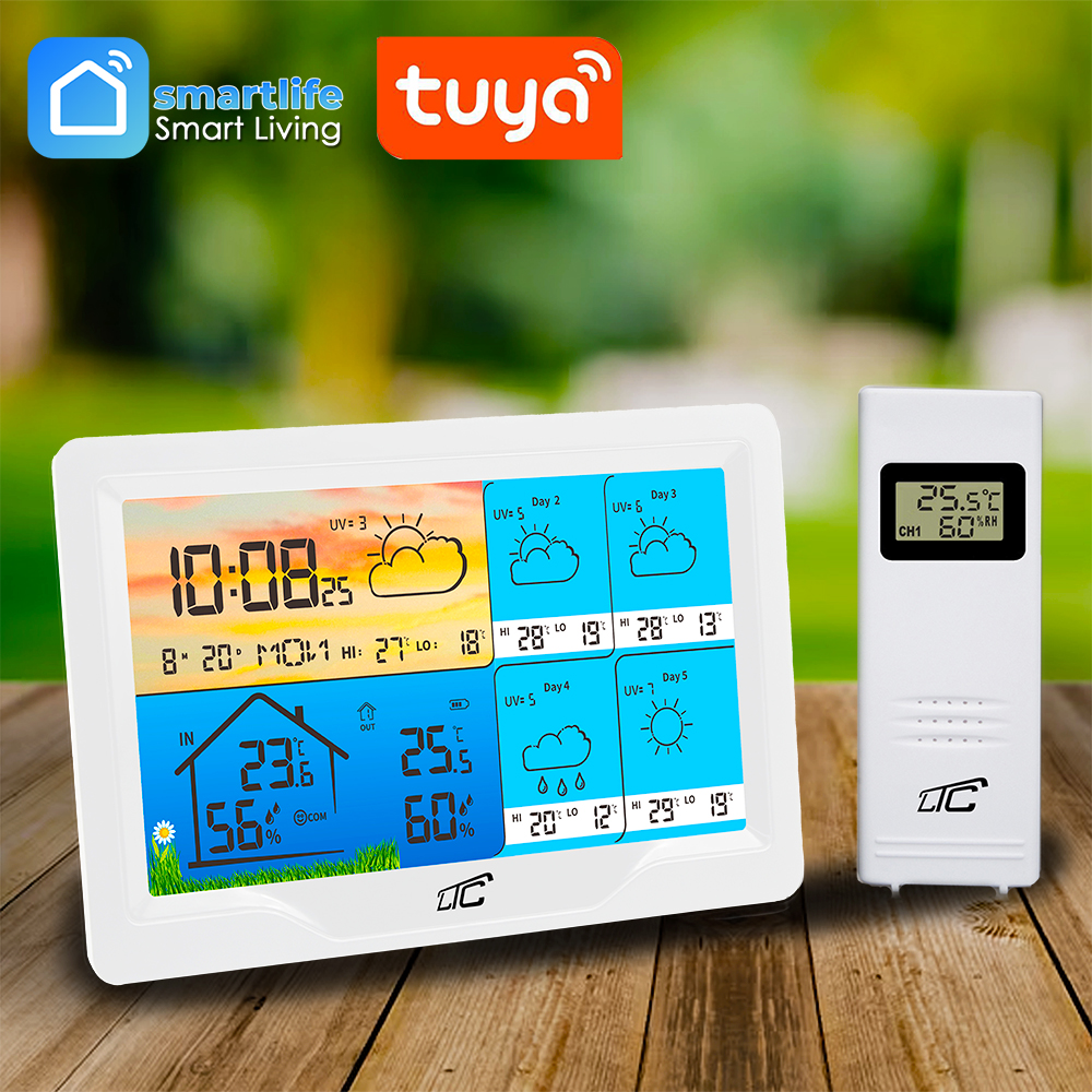 Smart WiFi Weather Station with Color Display TUYA LTC, White