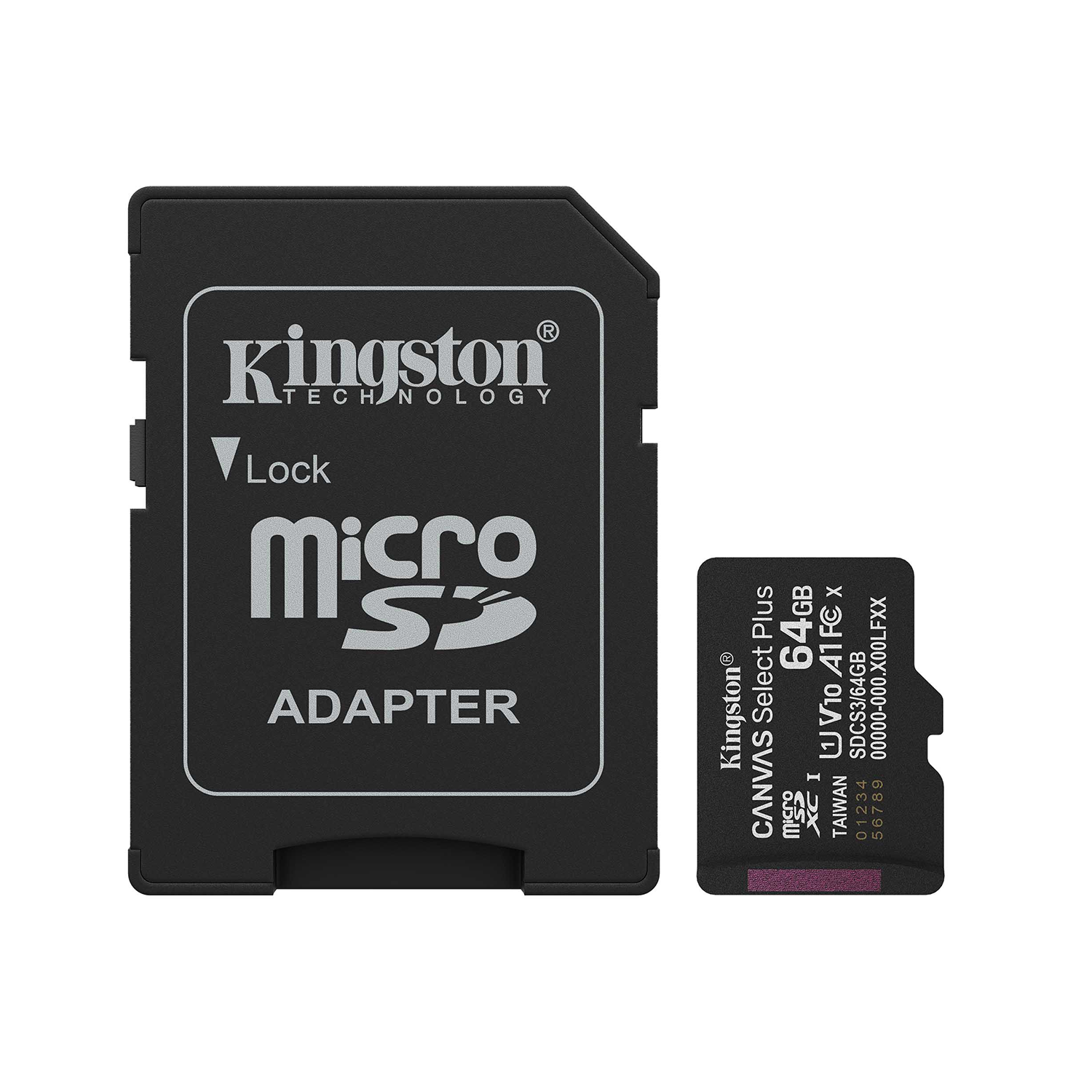 Kingston Canvas Select Plus 64GB MicroSD Memory Card 100MB/s with Adapter, black