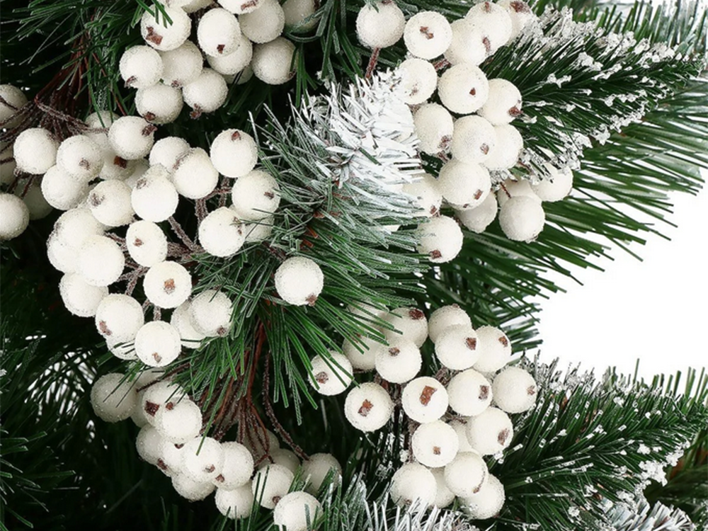 Frosted White Rowan Berries for Christmas Decoration, 5 pcs