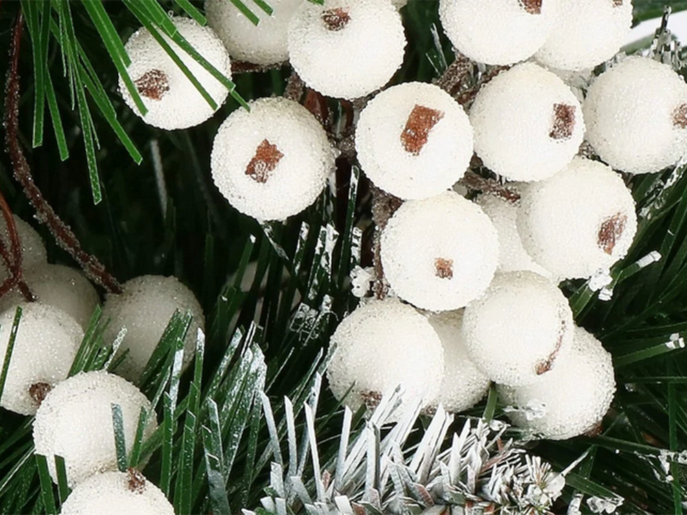 Frosted White Rowan Berries for Christmas Decoration, 5 pcs