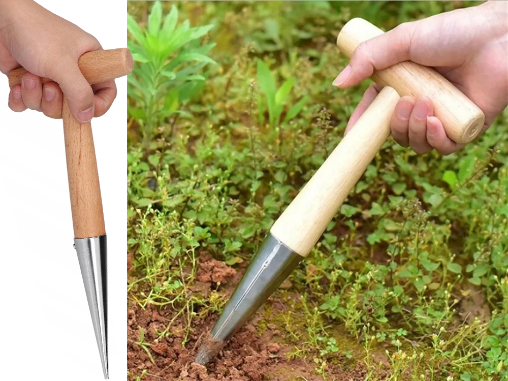 Wooden Dibber with Measuring Scale for Bulbs and Seedlings, 28 cm
