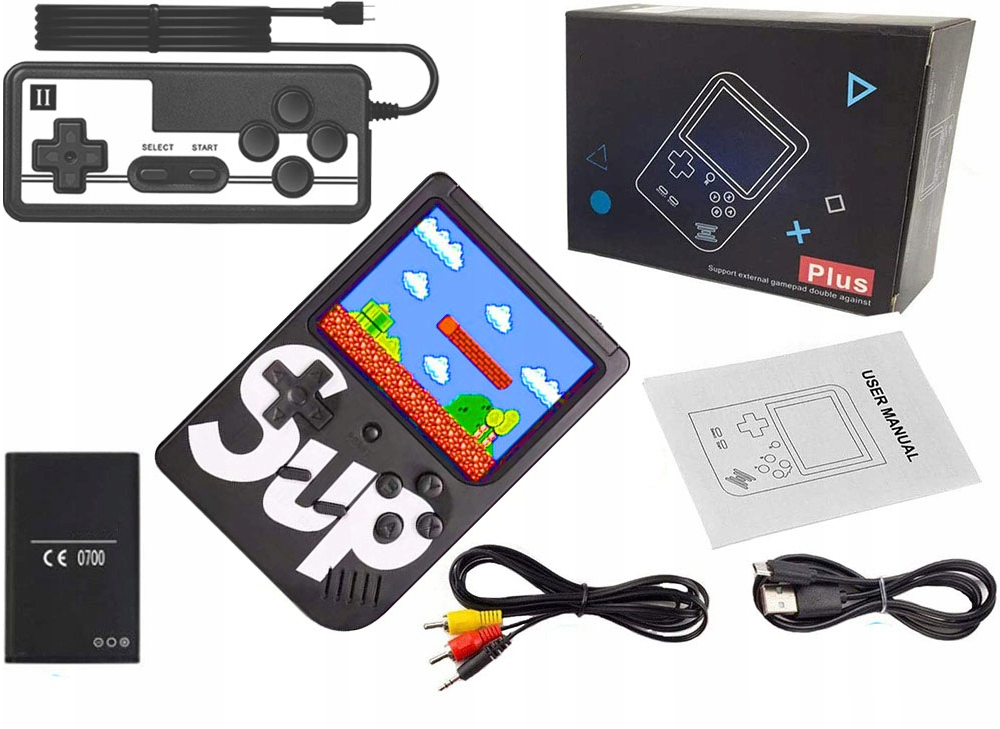 Retro Mini Portable Console, 400 Games, 3.0\", TV Connection, Remote, Black