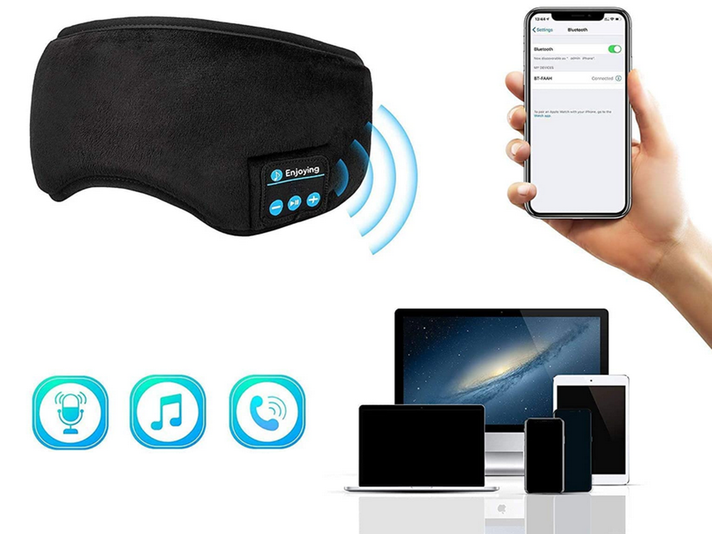 Blindfold For Sleeping, Mask with Bluetooth Earphones, For Meditation and Relaxation