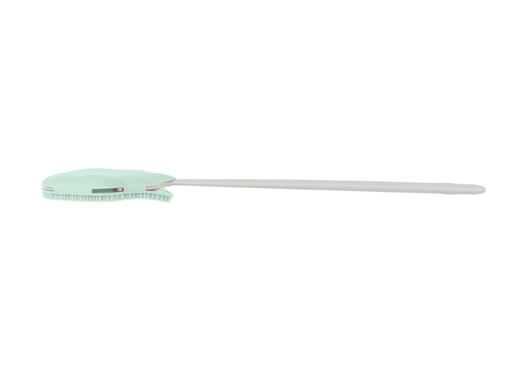 Silicone Body and Back Bath Brush with Long Handle, Green