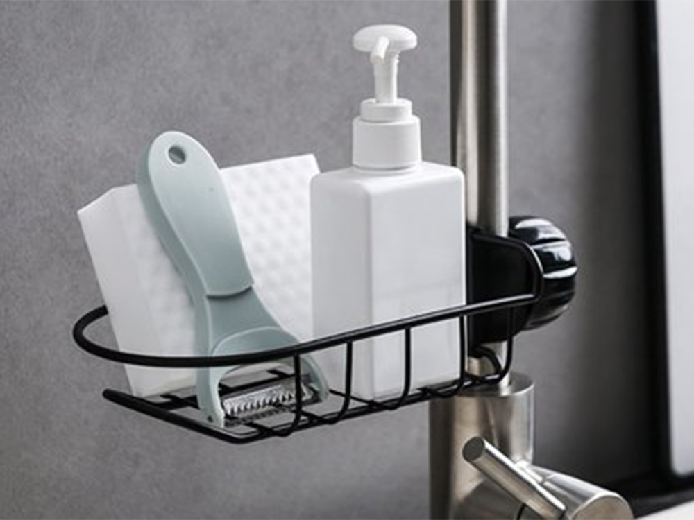 Steel Kitchen Dish Sponge Sink Organiser with Steel Tap Shelf