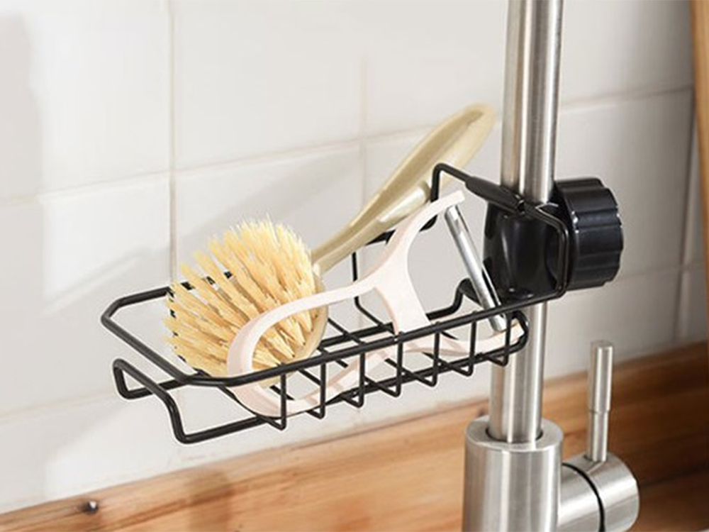 Steel Kitchen Dish Sponge Sink Organiser with Steel Tap Shelf