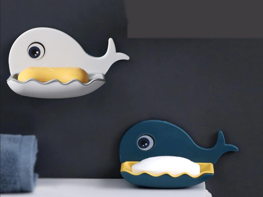Whale-Shaped Soap Dish with Water Drain (Assorted Colors)