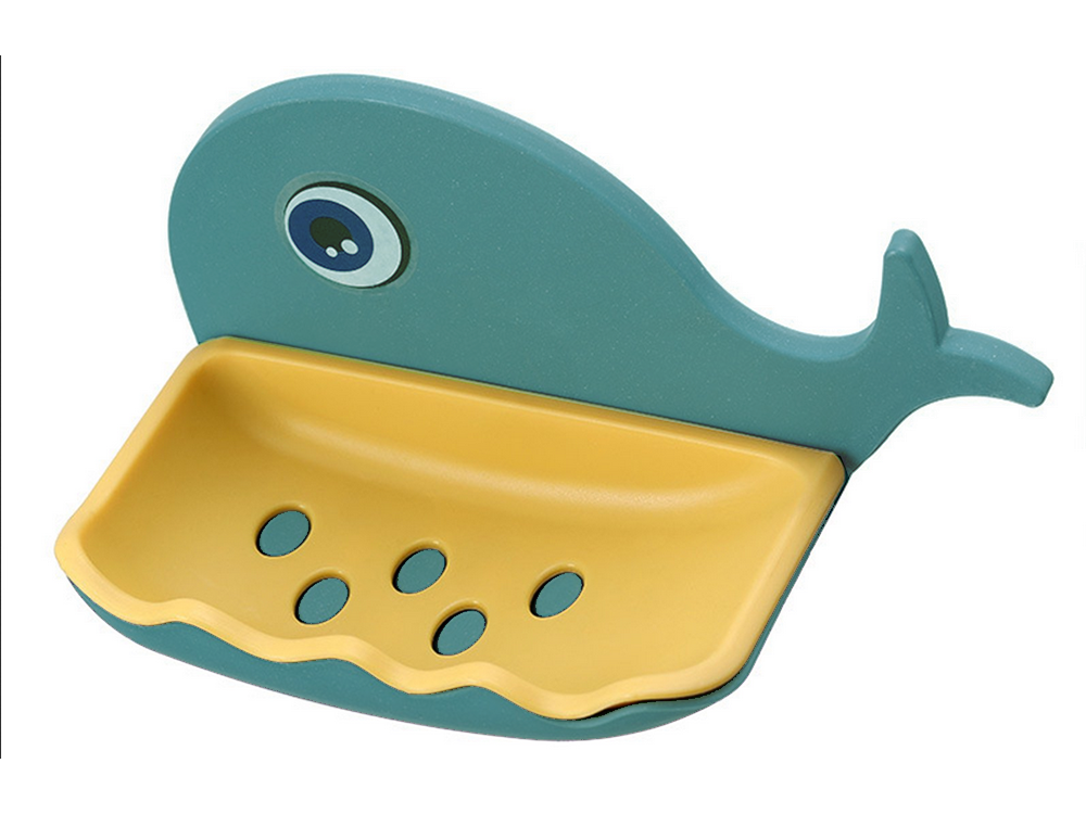 Whale-Shaped Soap Dish with Water Drain (Assorted Colors)