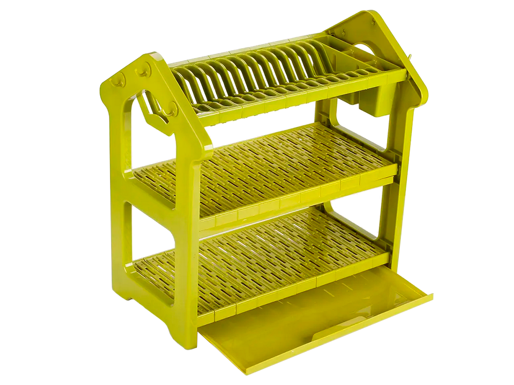 Large 3-Tier Dish Drainer Rack, 53x52x27.5 cm