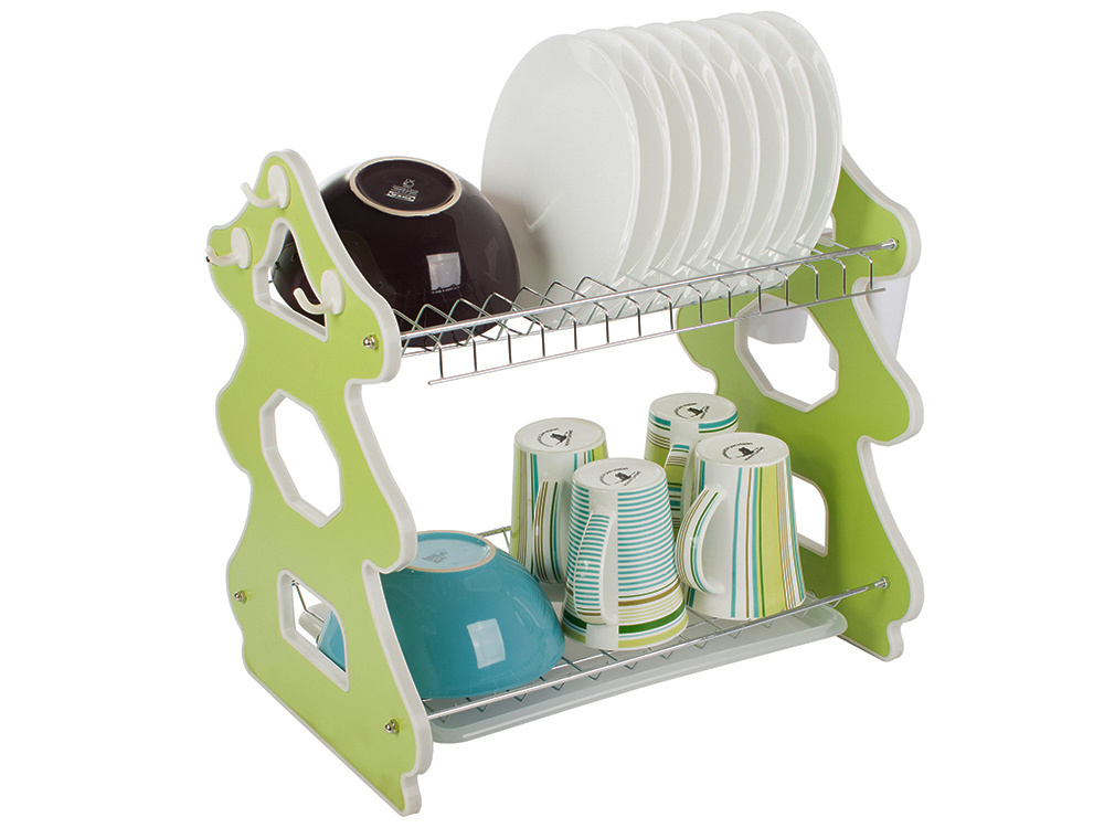 2-Tier Christmas Dish Drying Rack with Tray (1)