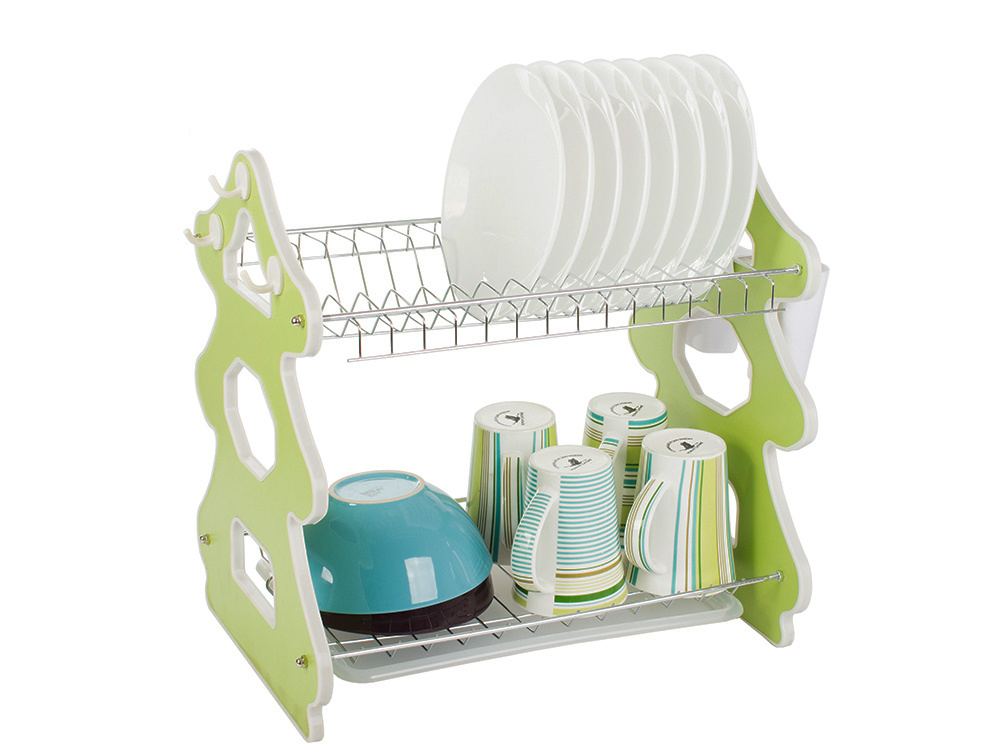 2-Tier Christmas Dish Drying Rack with Tray (2)