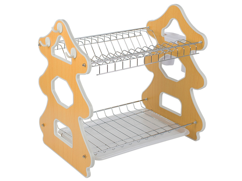 2-Tier Christmas Dish Drying Rack with Tray (7)
