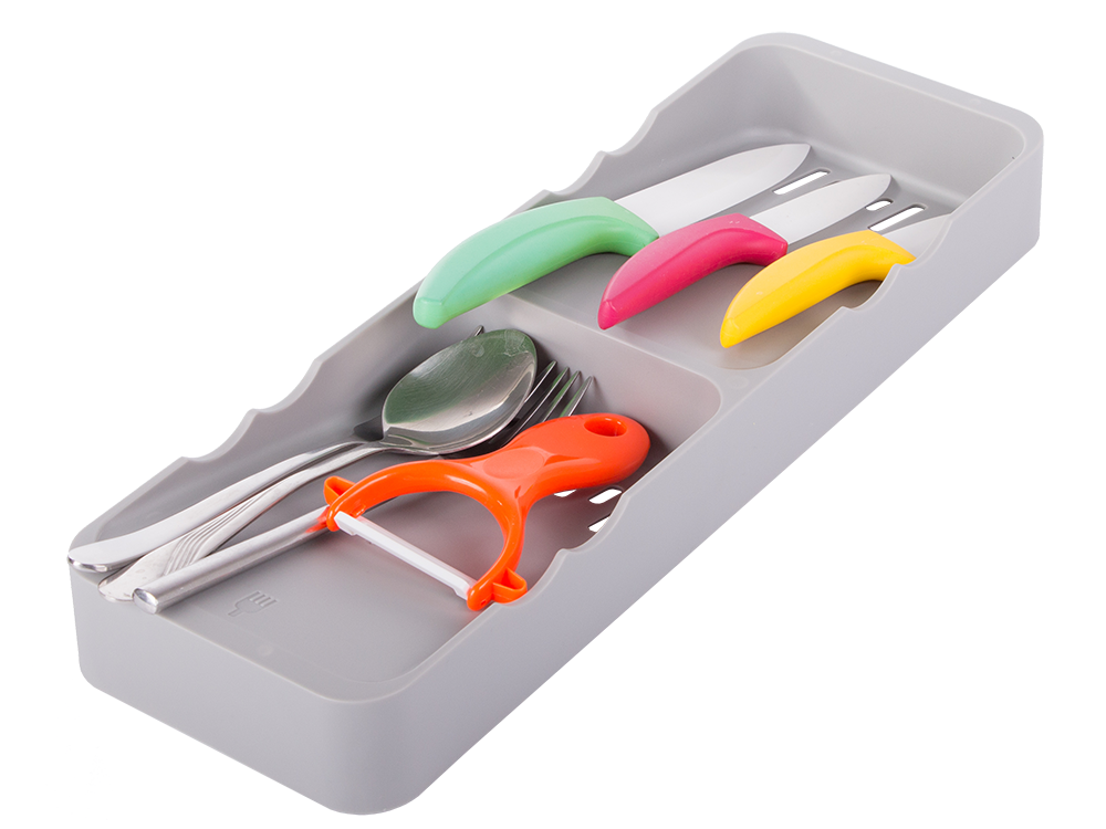 Kitchen Cutlery Drawer Organizer, Grey
