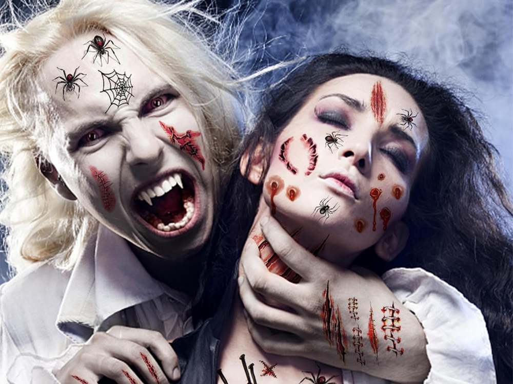 Tattoos Halloween Fake Realistic Washable Temporary Disguise Blood
