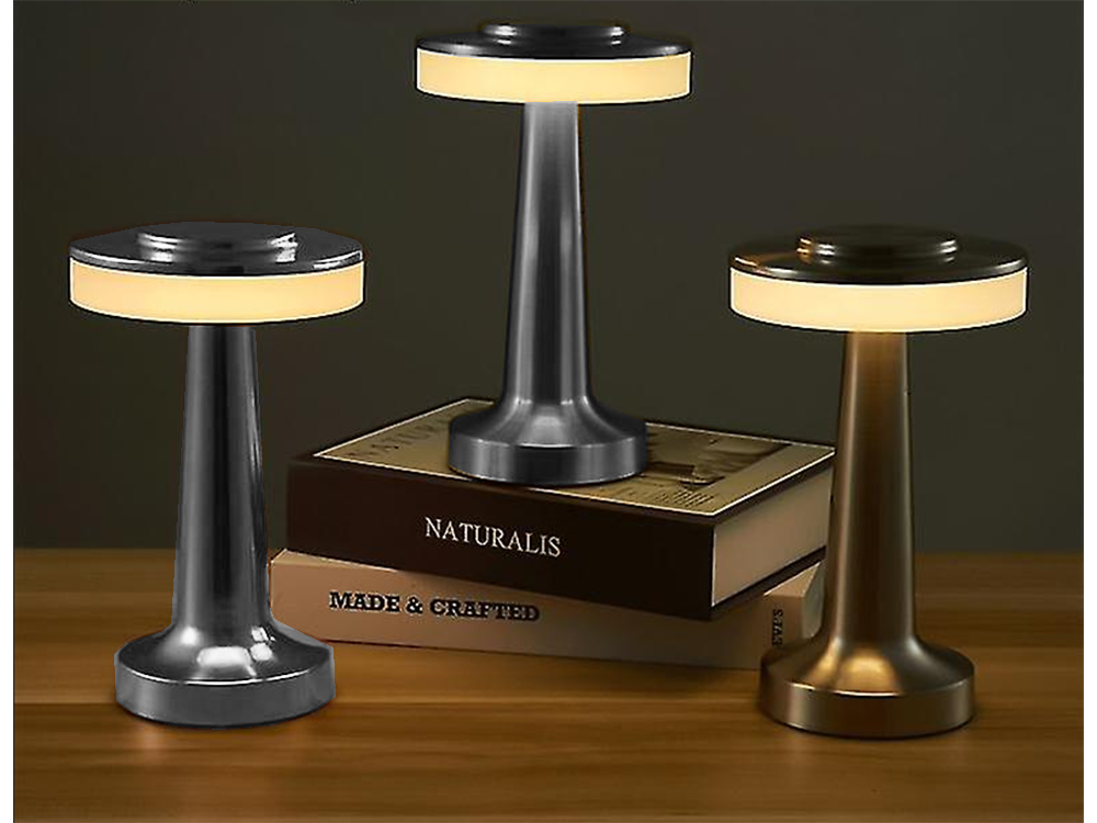 Wireless Touch Table Lamp, 3 Light Shades, Silver