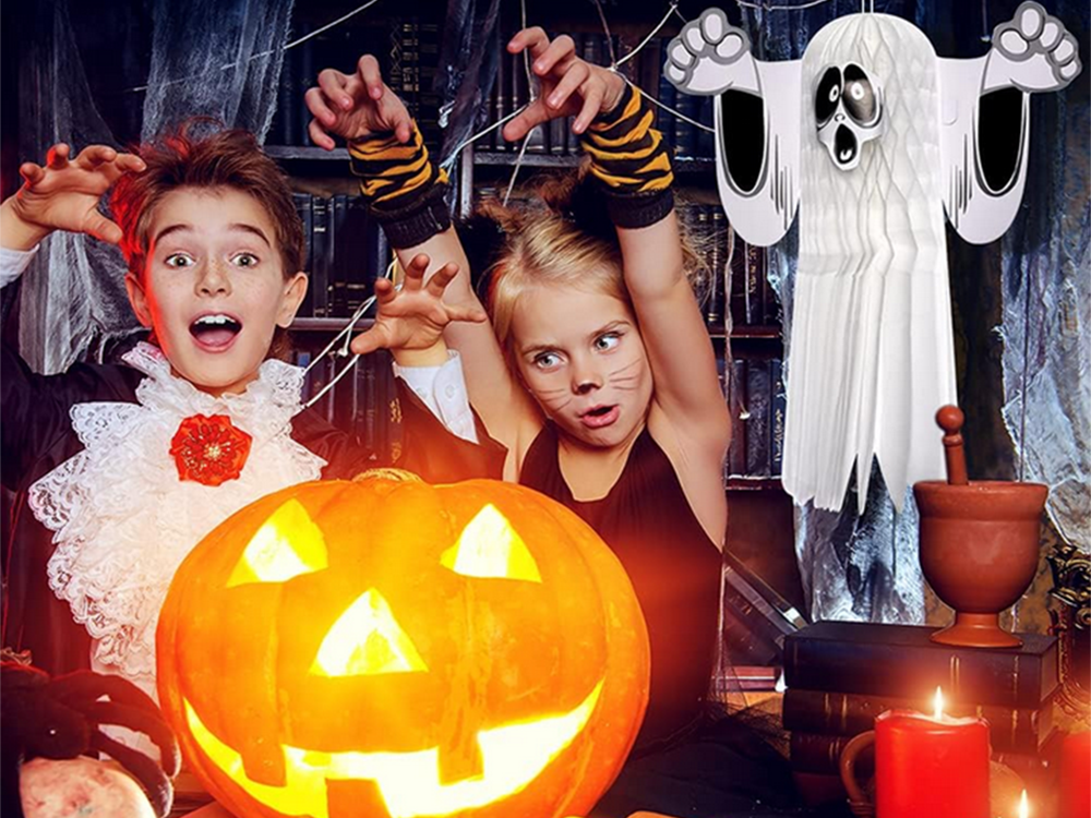 3D Paper Ghost Halloween Decoration, Foldable, White
