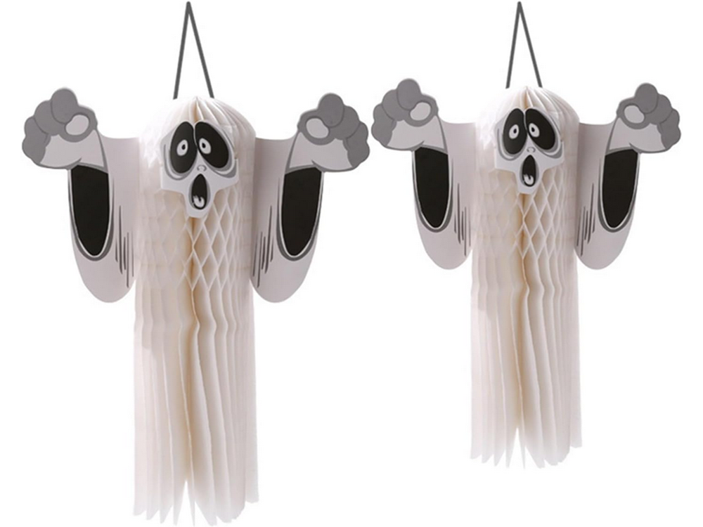 3D Foldable Paper Ghost Halloween Decoration, White