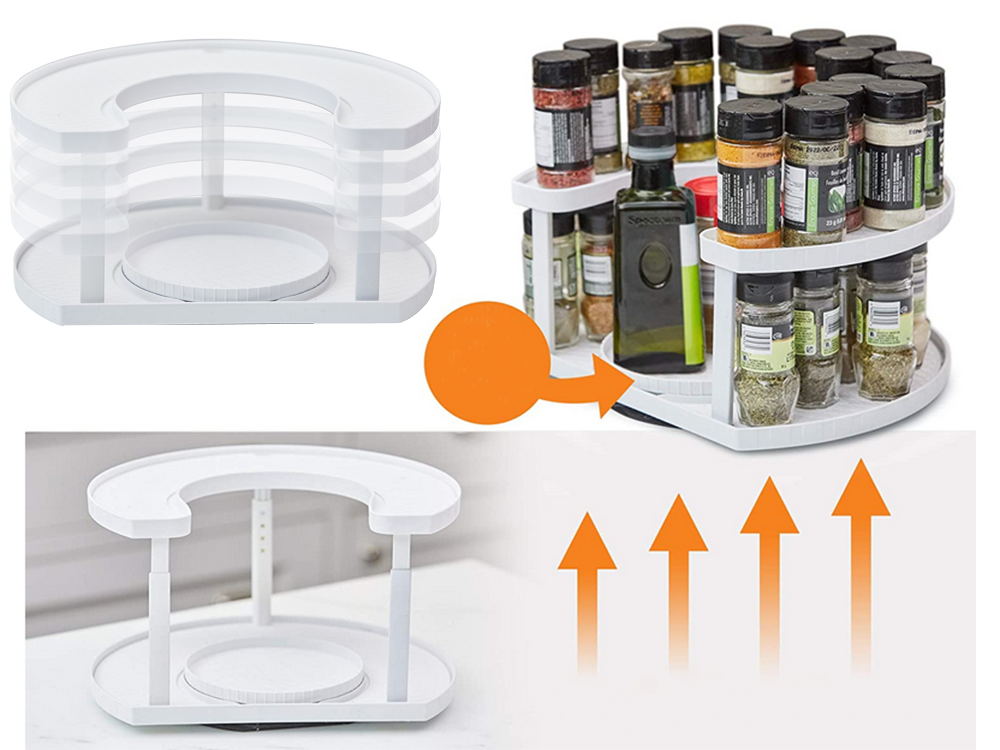 Rotating Spice and Small Items Organizer, Adjustable Height