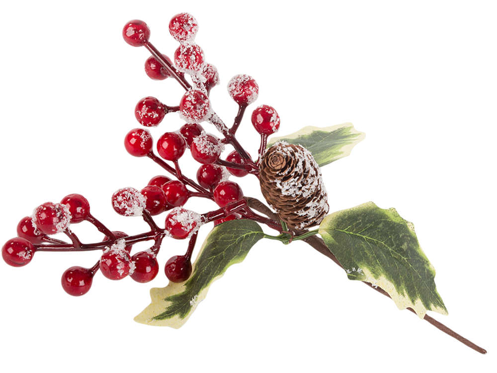Christmas Decoration with Rowan Berries and Pinecones, 22 cm