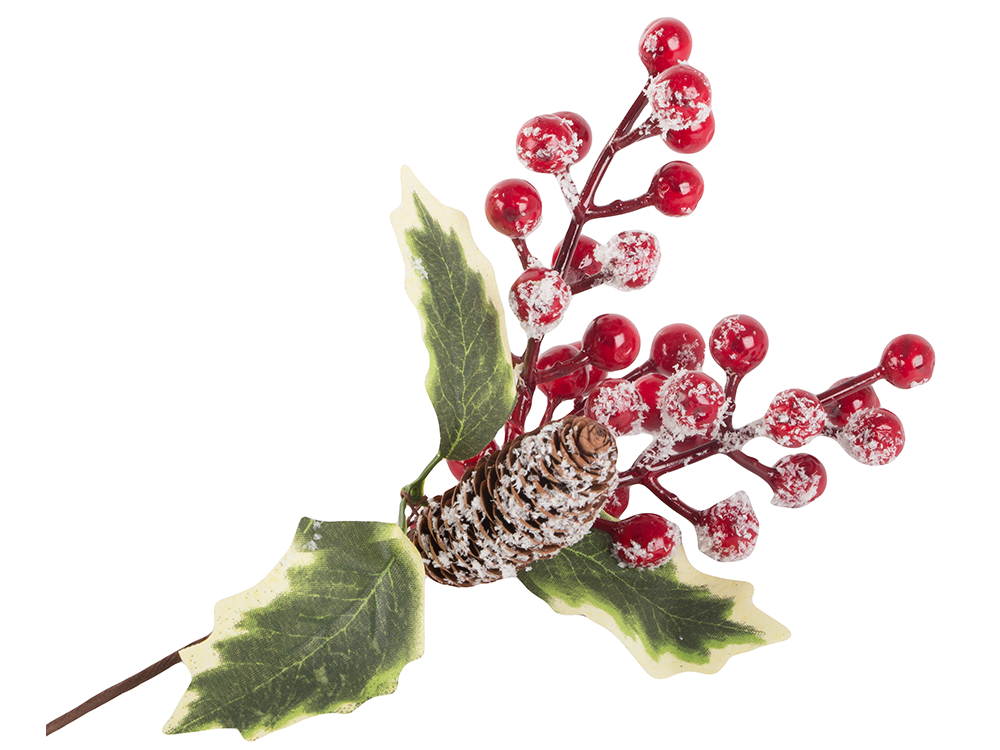Christmas Decoration with Rowan Berries and Pinecones, 22 cm